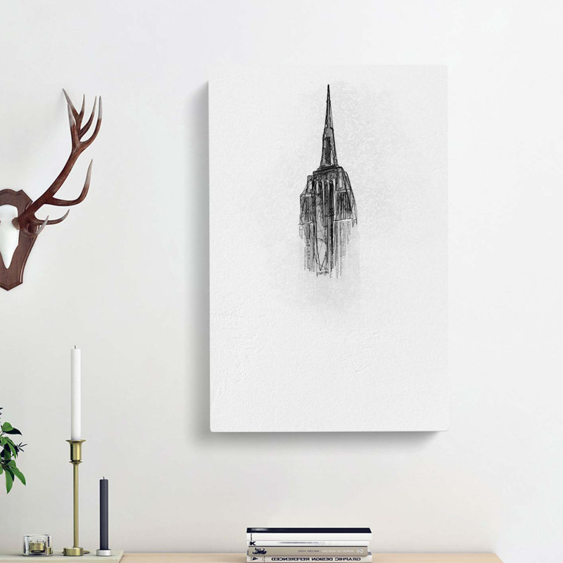 The Empire State Building Abstract - Wrapped Canvas Drawing - Wrapped Canvas, 91cm H x 60cm W x 3cm D