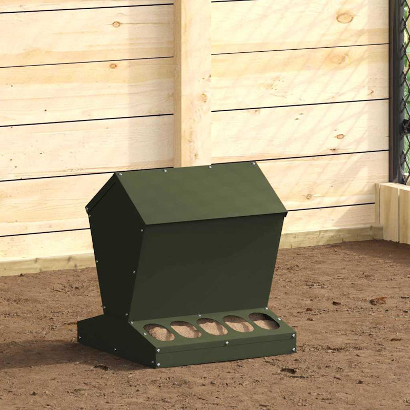 Cold-Rolled Steel Feeder, Olive Green, 45cm H x 40cm W x 40cm D
