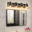 Luminaire pour meuble-lavabo industriel 4 lumières avec miroir en verre transparent et base en métal, luminaire pour salle de bain Industrial