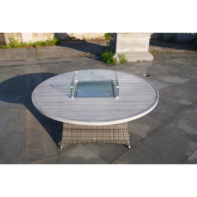 Round Aluminum Propane Smokeless Fire Pit Table with Hidden Fuel Tank