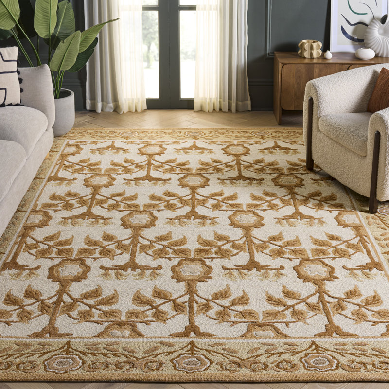 Earthly Treasures Hand Tufted Wool;Cotton;Viscose Floral Indoor Rug, Rectangle 8' x 10'