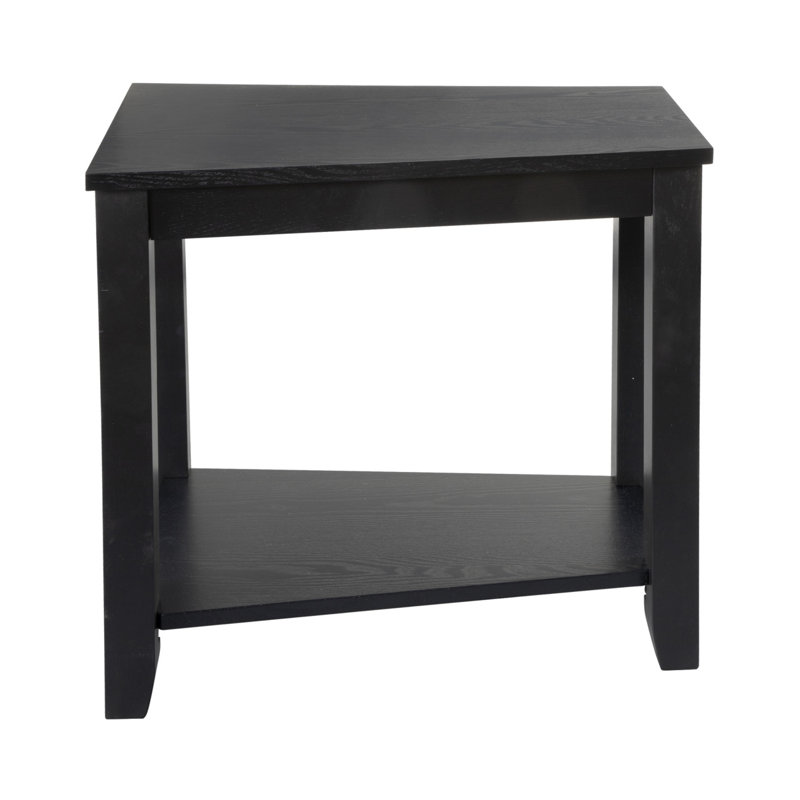 Contemporary  Chairside Table With Lower Shelf Wedge Shape Solid Wooden Furniture  Side Table