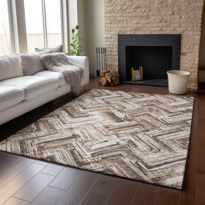 Premium Machine Washable Cerrito Brown Rug