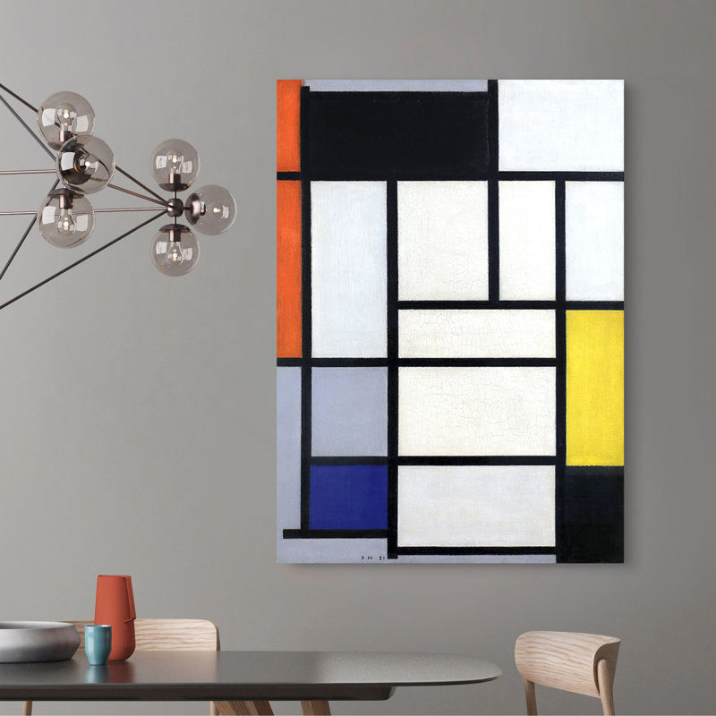 Composition With Red, Black, Yellow, Blue And Grey by Piet Mondrian - Wrapped Canvas Painting, 100cm H x 70cm W x 4cm D