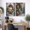 Illustration de couronne de Noël et de clochettes, photos de salon des Fêtes, impression sur toile encadrée, 2 pièces