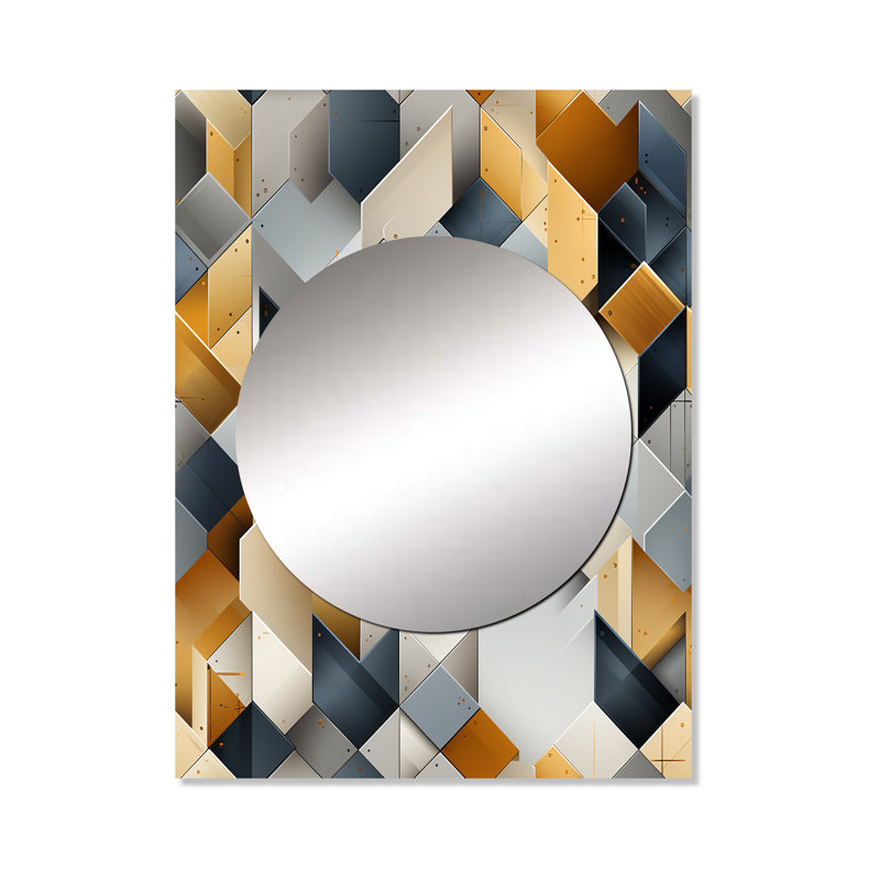 Radiant Grey Hexagons Dreams - miroir géométrique, miroir mural décoratif géométrique, impression d'art en métal