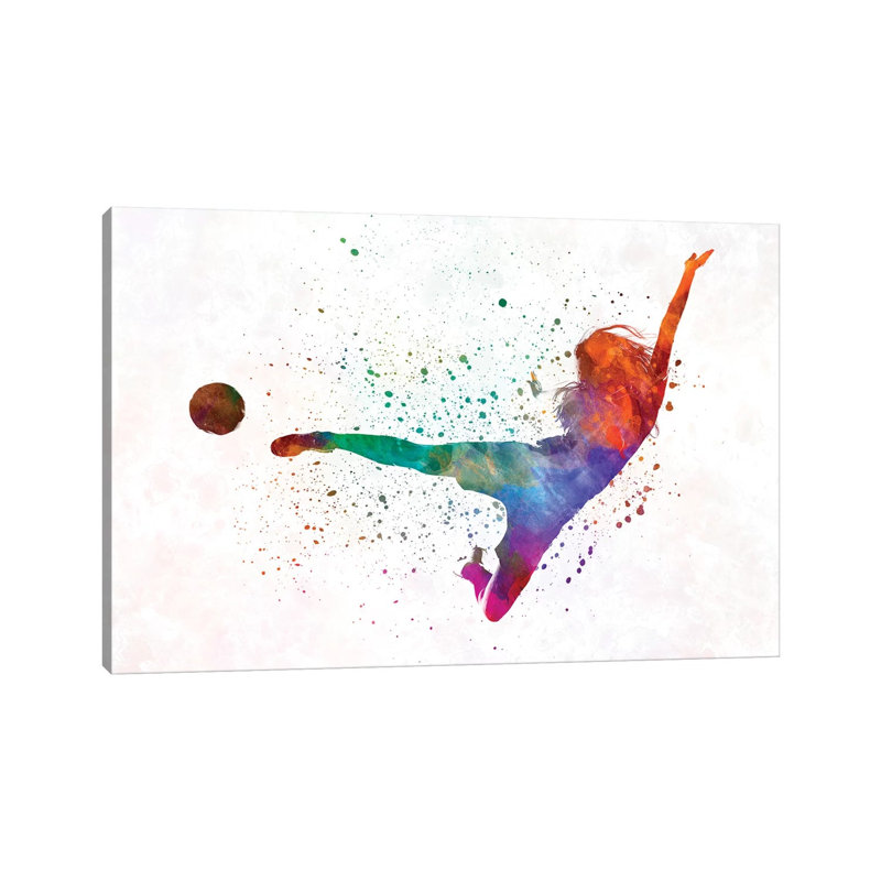 Woman Soccer Player 02 by Paul Rommer - Painting on Canvas, 101.6 cm H x 66.04 cm W x 1.91 cm D, Wrapped Canvas