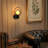 Modern Black Hardwired Wall Sconce Set of 2, 2 G125 Bulbs Included, Glass Globe Wall Light with Pull Chain Switch, Mid Century Wall Lamp for Bedroom, Living Room, Hallway-1828894337