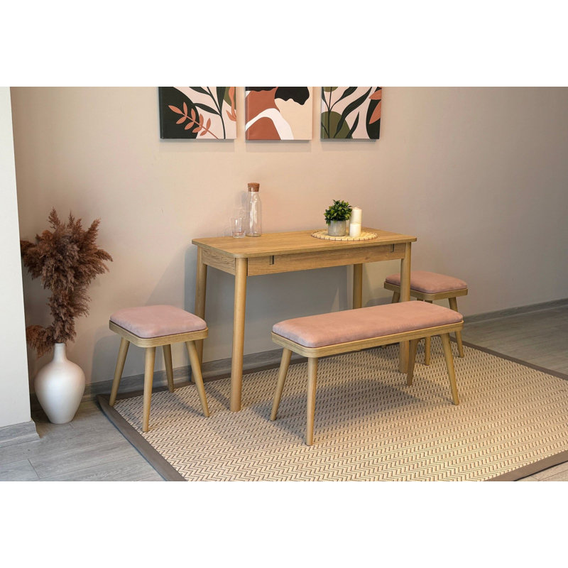 Ensemble de table et chaises de salle à manger extensible D urguard (4 pièces), Beige