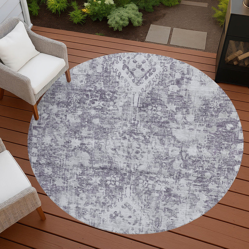 Tapis d'intérieur / extérieur lavable mauve Lurea , 2 pi 3 po x 7 pi 6 po