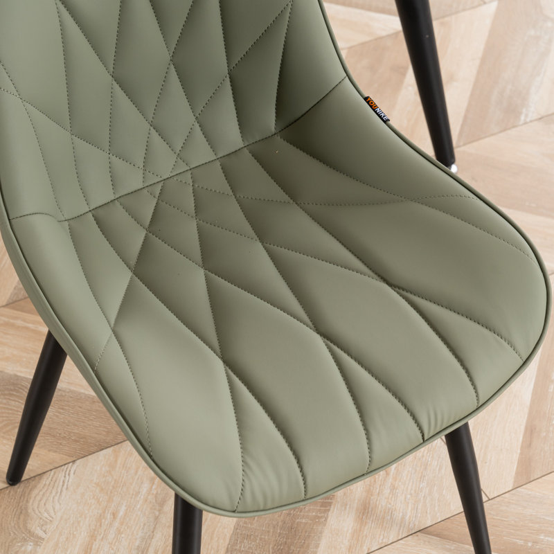 Chaise d'appoint rembourrée en similicuir Chardee, Vert olive