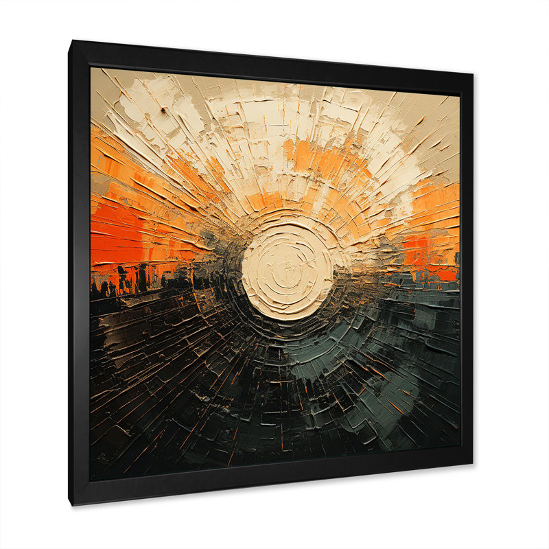 Noir et beige coucher de soleil rêverie - imprimé, H 16 po x l 16 po x P 1 po, Cadre simple noir