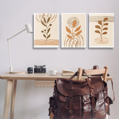  Boho, brins et motifs de lignes, ensemble de 3 toiles d'art par Martina Pavlova