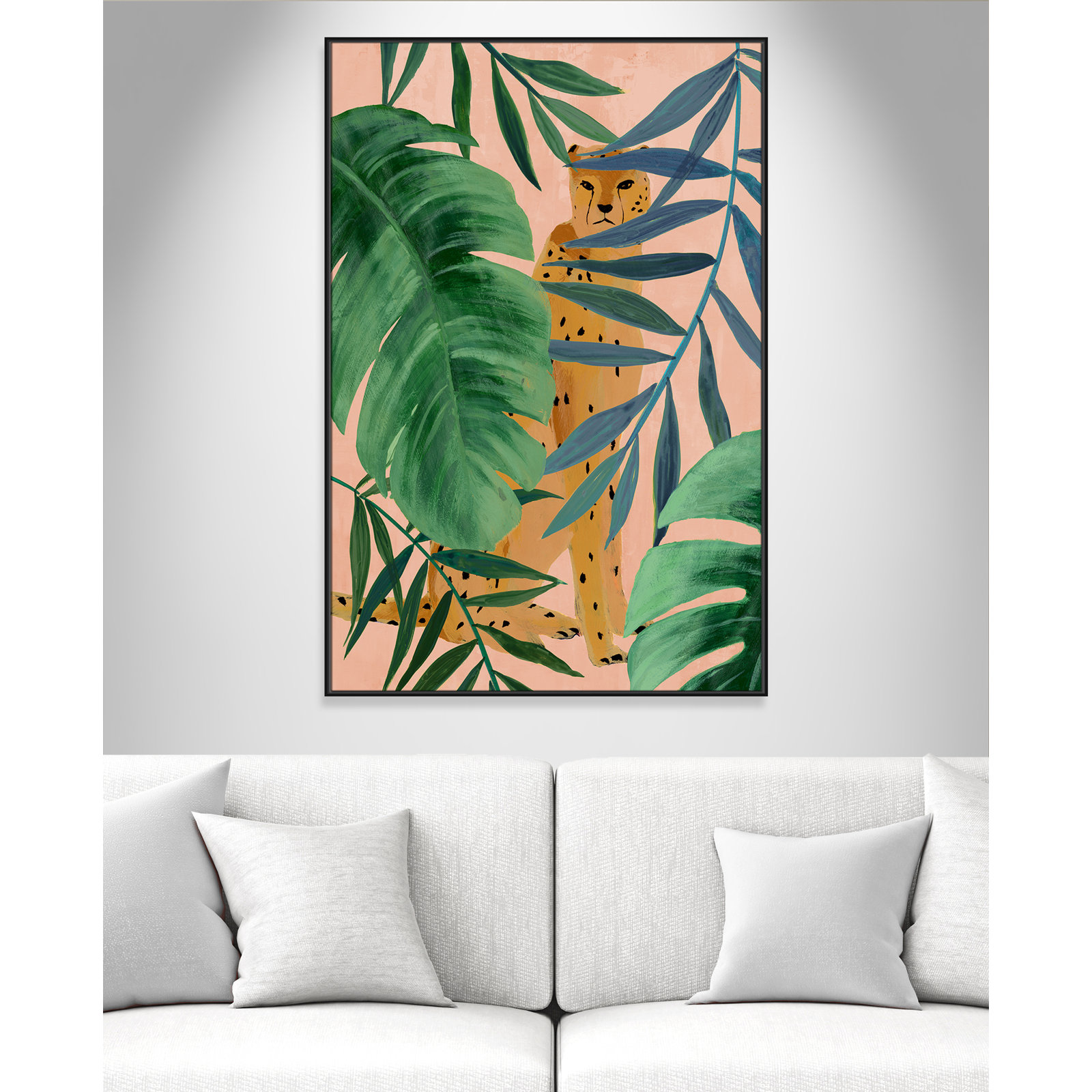 Silent Jungle - Painting Print, Black Framed Canvas, 61.5" H x 41.5" W x 2" D