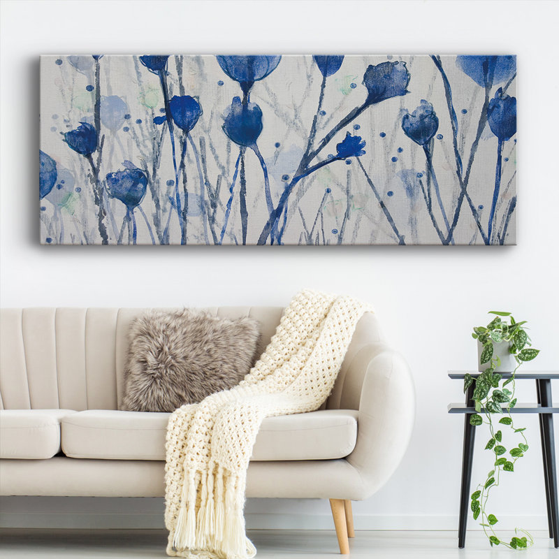 Jardin bleu sur toile, H 8 po x l 20 po x P 1,5 po