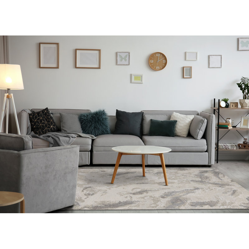 Tapis d'intérieur organique crème, moderne et contemporain de 5 pi x 8 pi (5 pi 1 po x 7 pi 7 po) Branch Branch