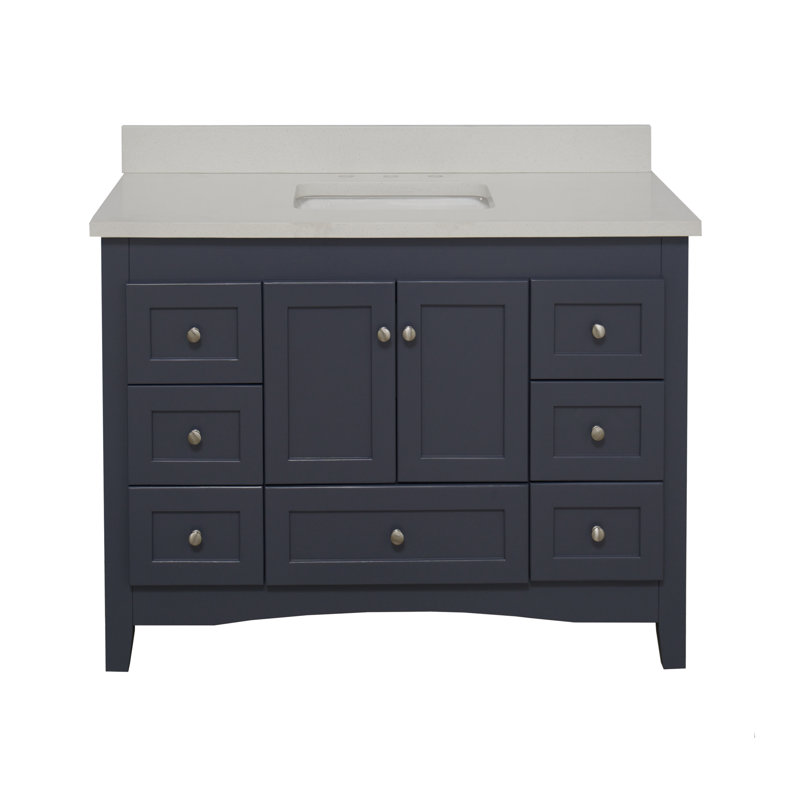 Charcoal Gray 48'' Single Bathroom Vanity with Quartz Top