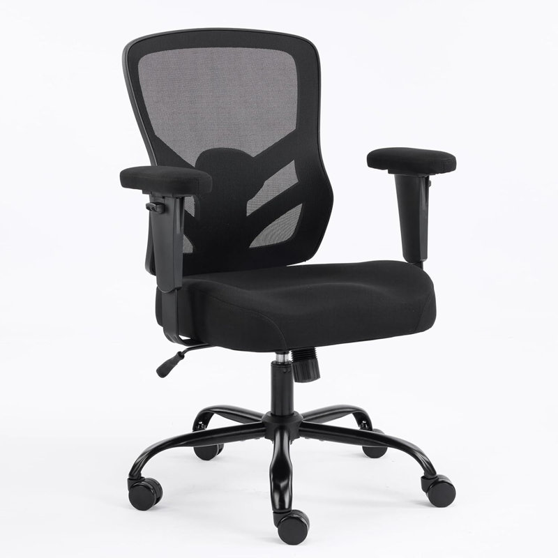 Black Ergonomic Mesh Office Chair - Computer Desk Chair With Adjustable Back Lumbar Support & Armrests (Rolling Swivel Task Chair For Home Office)
