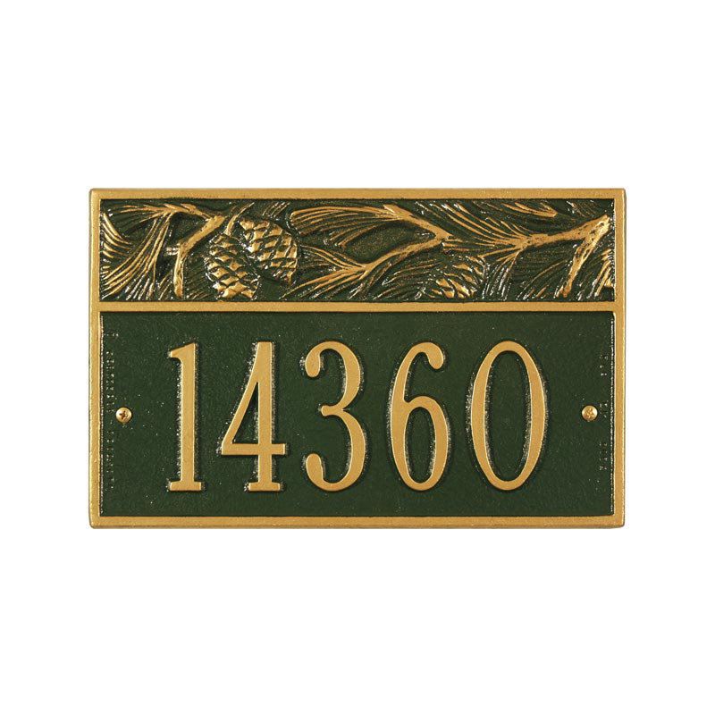 Nagano 1-Line Wall Address Plaque, Green and Gold, Yes