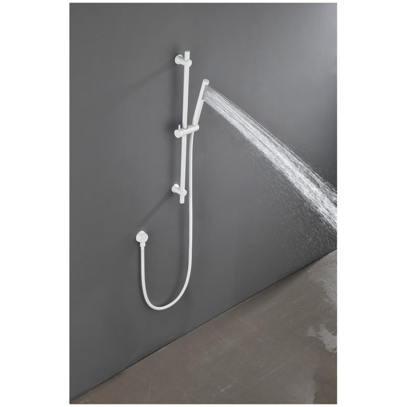 Barre de douche en acier inoxydable avec pomme de douche à main - Tuyau extra long de 69 pouces, rail d'appui réglable en hauteur pour une utilisation sécuritaire dans la salle de bain