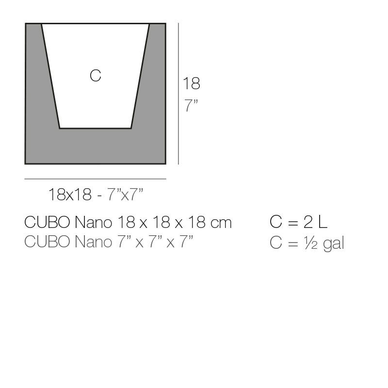 Nano Resin Pot Planter, 7" H x 7" W x 7" D, White