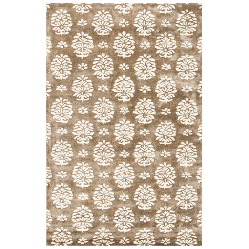 Tapis beige en laine / coton / viscose touffeté à la main Candelo Soho, Rectangle 7 pi 6 po x 9 pi 6 po