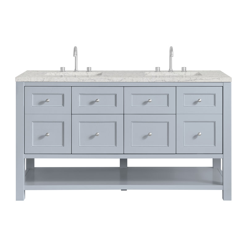 Breckenridge 60'' W Double Vanity, Serenity Blue, Eternal Jasmine Pearl