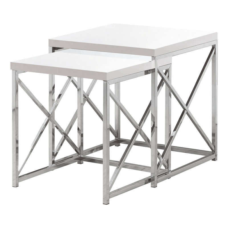 Izhan Nesting Tables, Chrome, Black