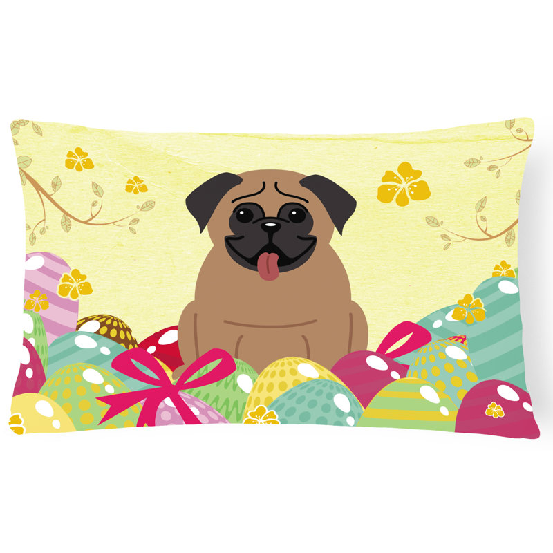Coussin lombaire rectangulaire carlin de pâques œufs, Brun
