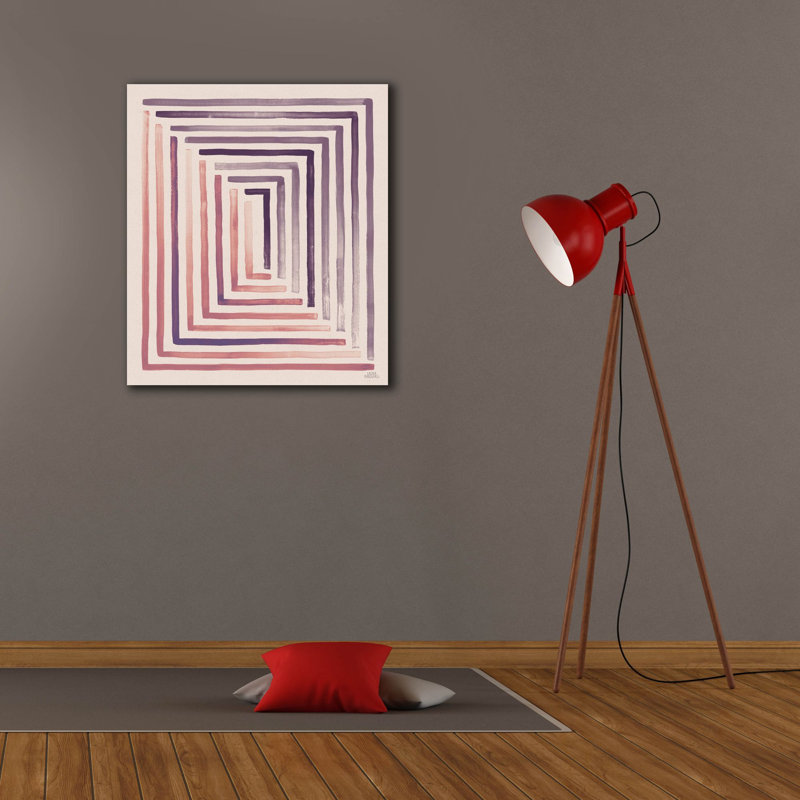 «Red and Blue Sunset 2» par Laura Marshall, art mural sur toile, H 30 po x l 26 po x P 1,5 po