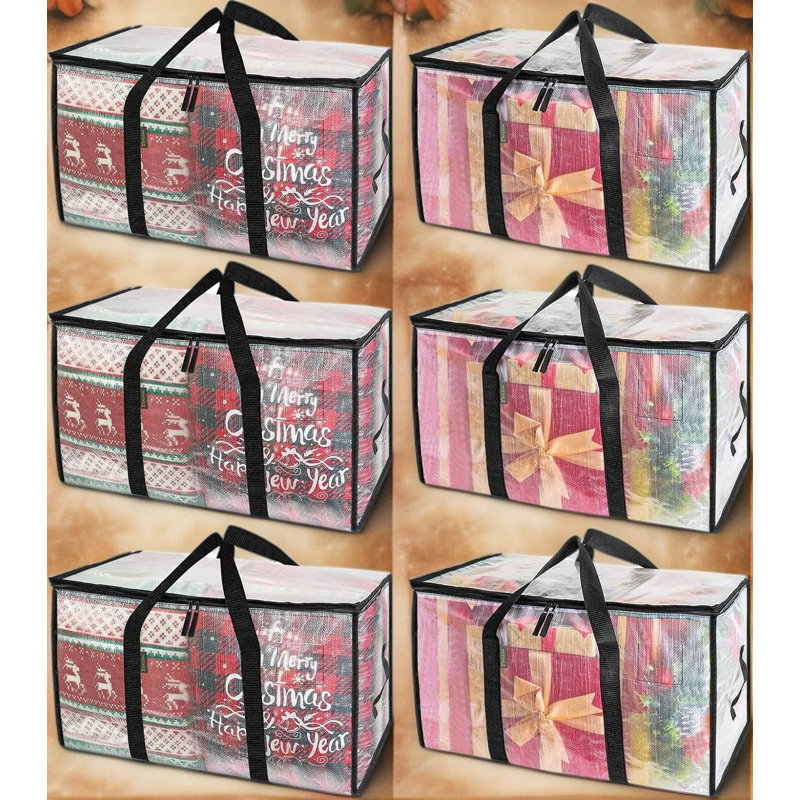 Heavy-Duty Oversized Moving Bags With Reinforced Handles, 24 Gallon Clear Storage Totes For Clothes, Moving Supplies, And Home Organization, 6-Pack