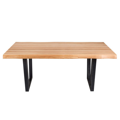 Canfield Solid Wood Top Metal Base Dining Table