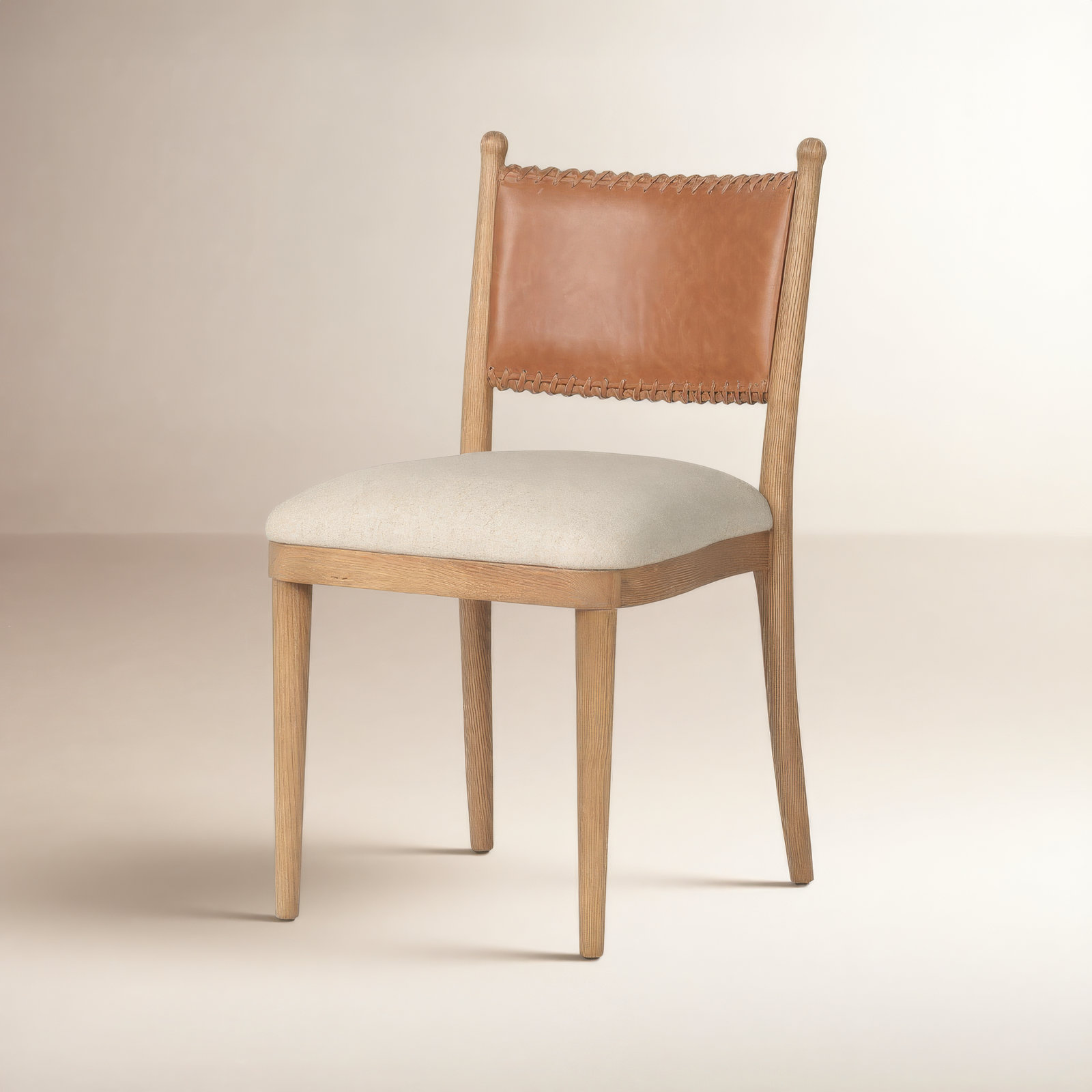 Bella Leather Side Chair, Beige