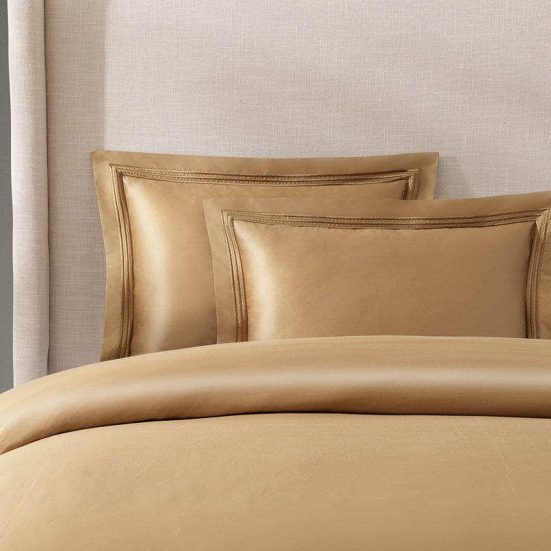 Triple Luxe Sateen Duvet Cover Set , Honey, Queen Duvet Cover + 2 Standard Shams