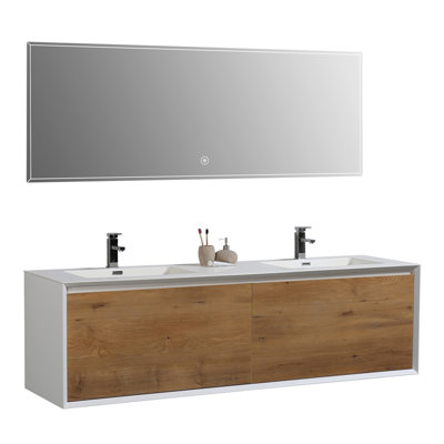 Daijon 74.5'' Double Bathroom Vanity with Plastic Top