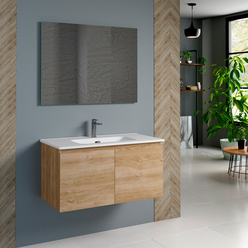 Base de meuble-lavabo simple 36 po Malibu, Chêne