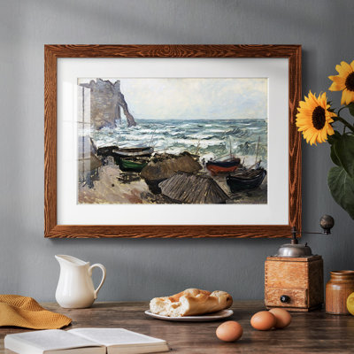 Bateaux de pêche sur la plage à Etretat, 1884, reproduction d'art sur papier