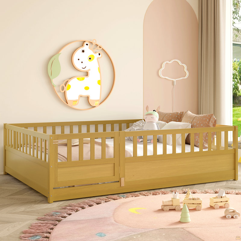 Lit double pleine grandeur, Bois naturel