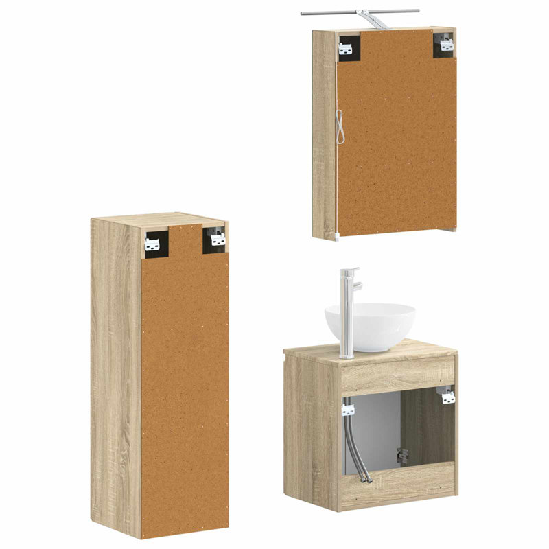 Vanity & Mirror Set, Light Wood