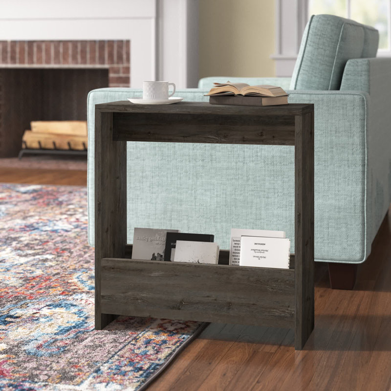 Beeler Modern Slim Compact Side Table, Dark Coffee