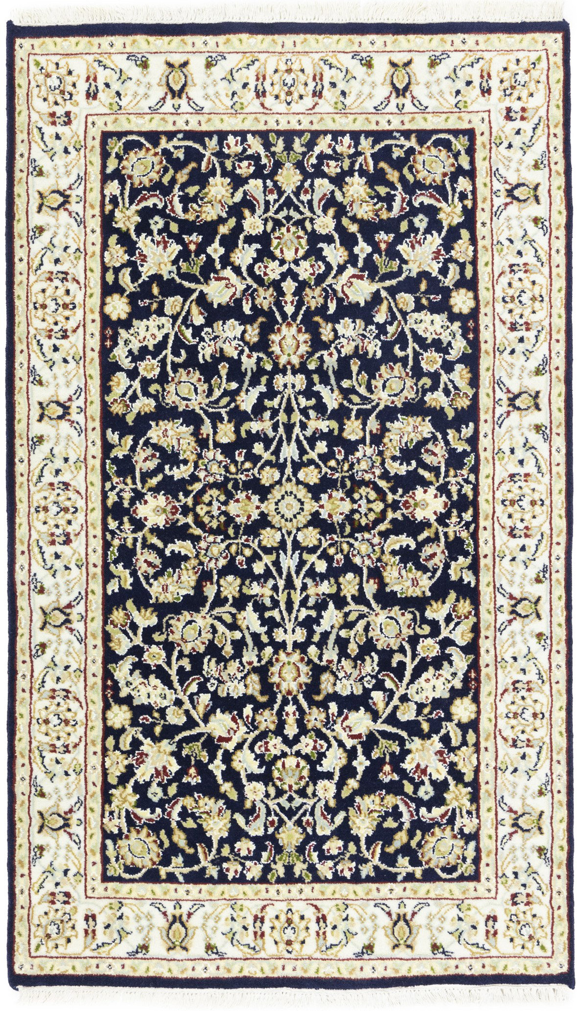 Canora Grey Blue Traditional 4X4 Indo Nain Oriental Square Rug ...