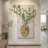 3D Abstract Natural Sandstone Handmade Sculpture With Artificial Plants Wall Decor