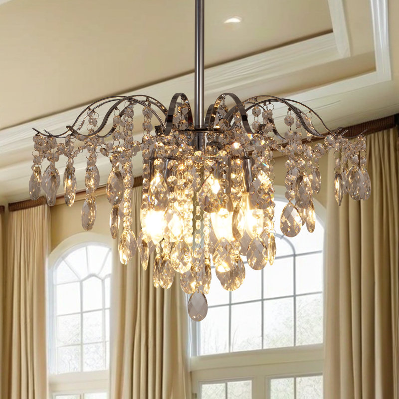 Judner 20" Classic Chandelier 6-Light Dimmable with Crystal Accents, Chome