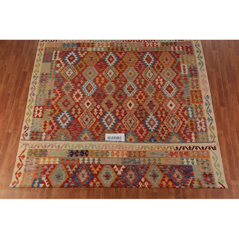 All-Over Wool Trellis Kilim Oriental Area Rug 8x10