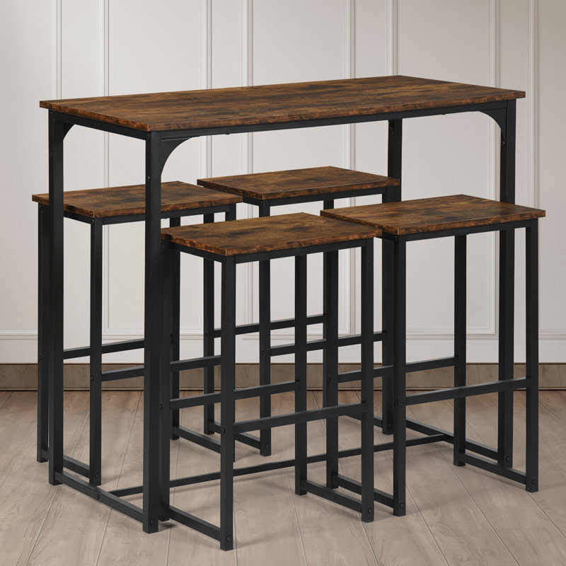 Acord 4 - Person Counter Height Dining Set, Brown/Black