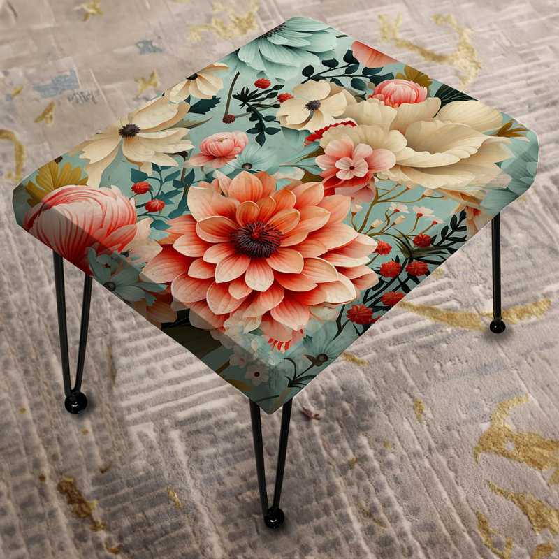Retro Pastel Bouquet Revival - Repose-pieds rectangulaire éclectique