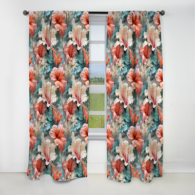 Paradise Mirage Tropical Pattern - Floral Curtain - Blackout Floral Curtain - 1 Panels