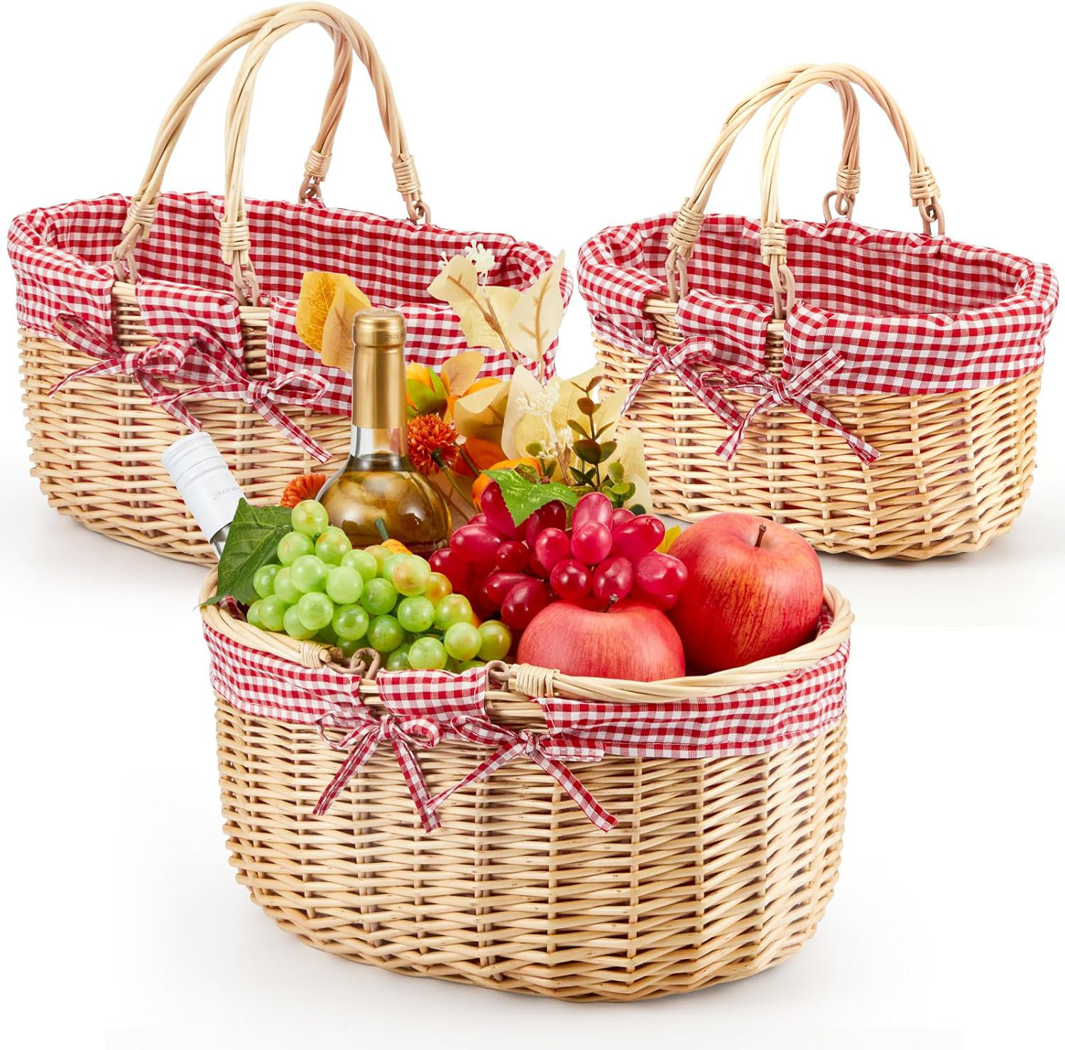 Bay Isle Home 3 Pcs Wicker Picnic Basket With Double Folding | Wayfair