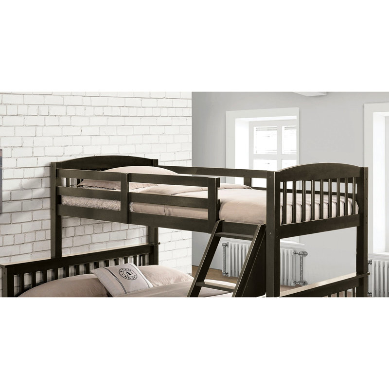 Lit double gris de style transitionnel, en angle, en bois franc massif, à lattes, l 60 po x P 81 po H 68 po pour la chambre à coucher Finition bois franc, style chambre à coucher, largeur, profondeur