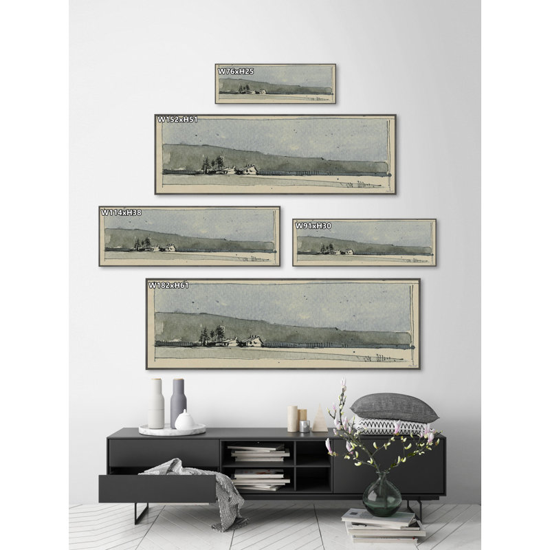 Edge of the Hill 1 Piece Floater Frame Painting on Canvas, 25cm H x 76cm W